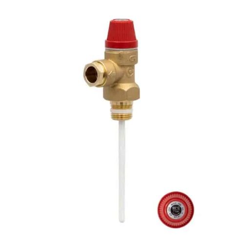 309473CST Caleffi 1/2" Series 309 Pressure & Temperature Relief Valve Set at 90°C 7 Bar