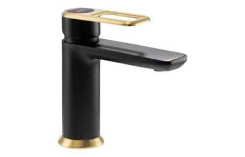 Abode Levarto Basin Mixer - Matt Black & Brass