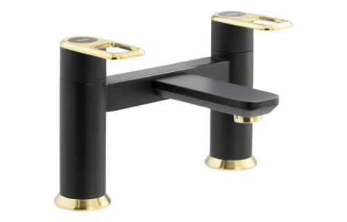Abode Levarto Deck Mounted Bath Filler - Matt Black & Brass
