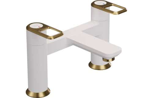 Abode Levarto Deck Mounted Bath Filler - Matt White & Brass