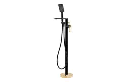 Abode Levarto Floor Standing Bath Shower Mixer - Matt Black & Brass