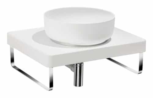 Abode Tableau/Cava Shelf & Round Basin Set - Chalk White w/Chrome Finishes