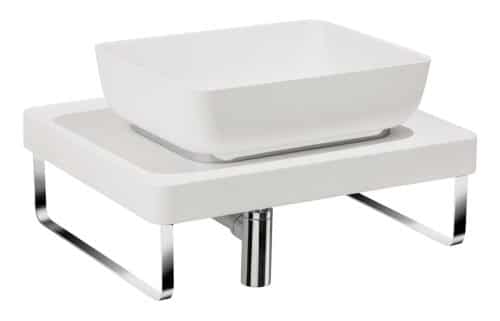 Abode Tableau/Cava Shelf & Tablet Basin Set - Chalk White w/Chrome Finishes