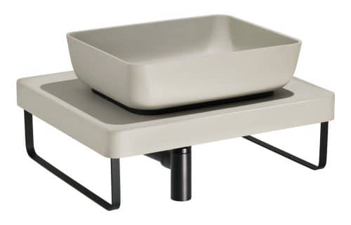 Abode Tableau/Cava Shelf & Tablet Basin Set - Pebble Grey w/Matt Black Finishes