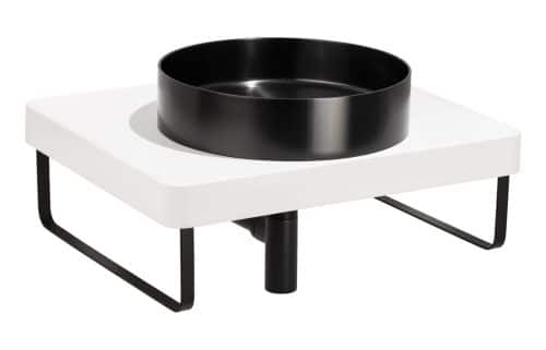 Abode Tableau/Iox Shelf & Round Basin Set - Chalk White w/Matt Black Finishes