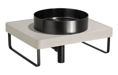 Abode Tableau/Iox Shelf & Round Basin Set - Pebble Grey w/Matt Black Finishes