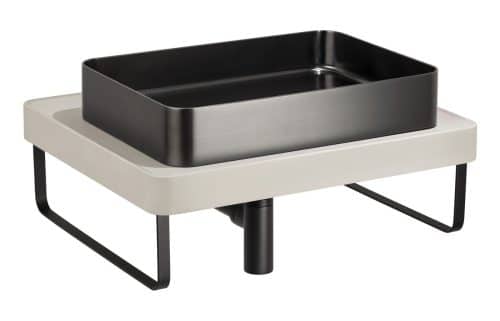 Abode Tableau/Iox Shelf & Tablet Basin Set - Pebble Grey w/Matt Black Finishes