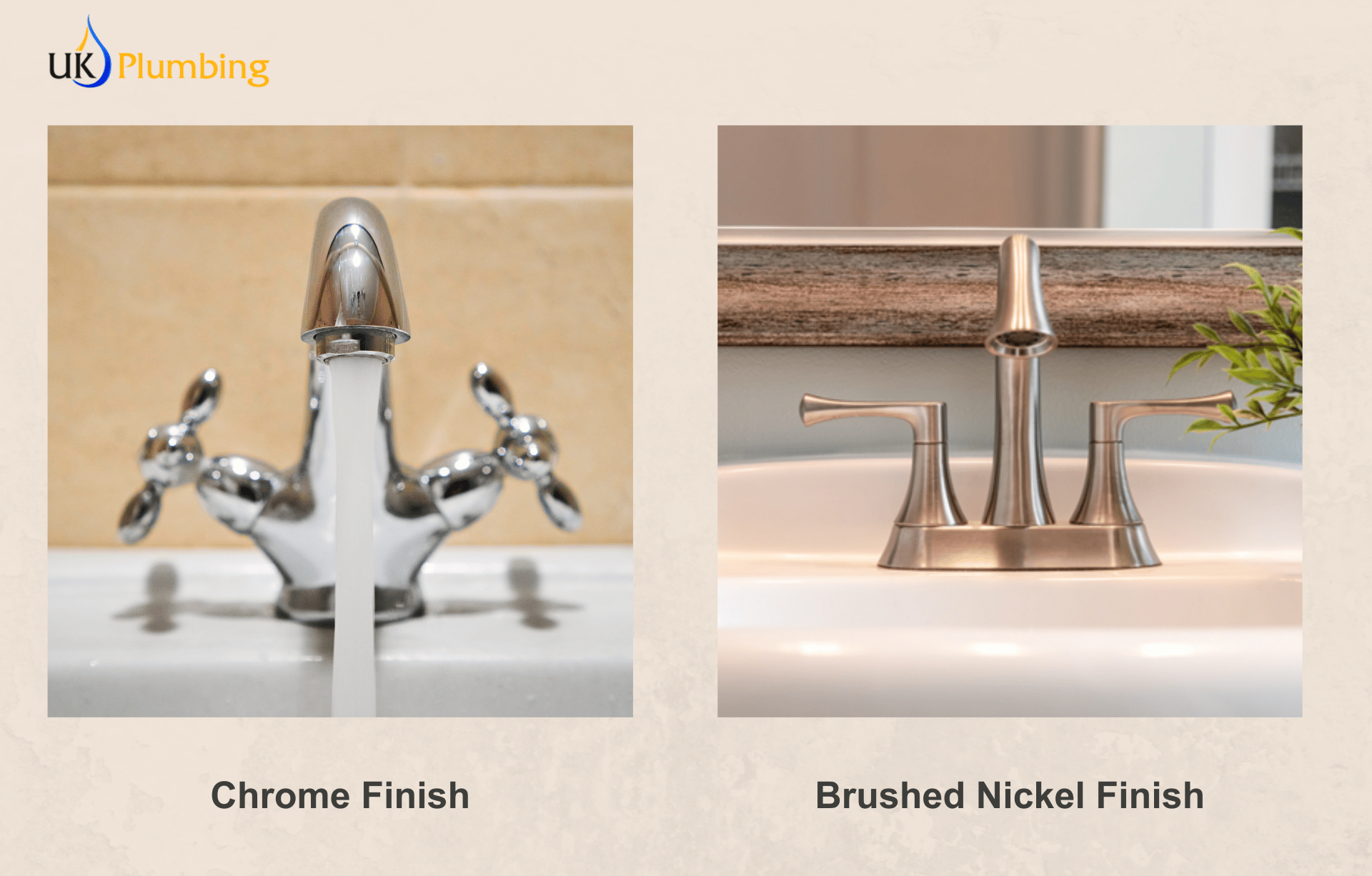 chrome and brushed nickel finished taps