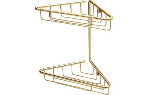Red 2-Tier Corner Shower Caddy - Brushed Brass