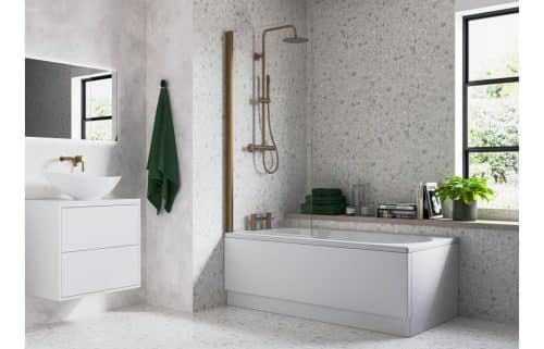 800x1500mm Single Straight Bath Screen (6mm) - Brushed Bronze