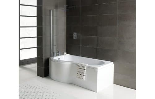 P-Shape 1700x700-850x410mm 0TH Shower Bath  Panel & Screen (LH)
