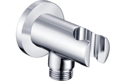 Gullfoss Round Handset Wall Bracket with Wall Outlet - Chrome