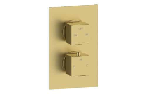 Yosemite Thermostatic Two Outlet Twin Shower Valve - Brushed Brass