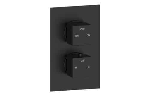 Yosemite Thermostatic Two Outlet Twin Shower Valve - Matt Black