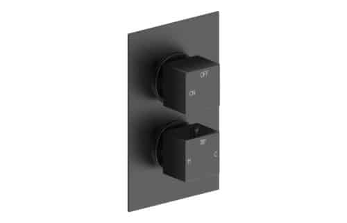 Yosemite Thermostatic Single Outlet Twin Shower Valve - Matt Black