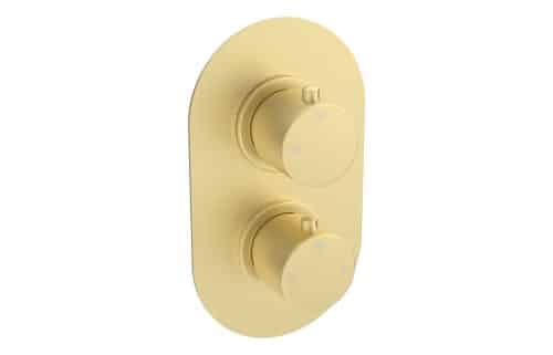 Gullfoss Thermostatic Single Outlet Twin Shower Valve - Brushed Brass