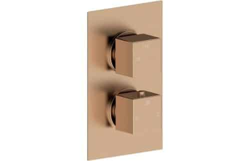 Yosemite Thermostatic Single Outlet Twin Shower Valve - Brushed Bronze