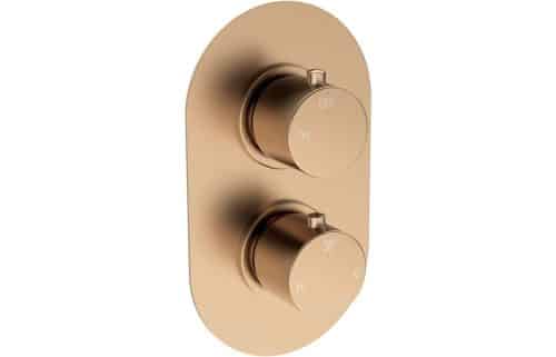 Gullfoss Thermostatic Single Outlet Twin Shower Valve - Brushed Bronze