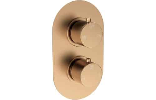 Gullfoss Thermostatic Two Outlet Twin Shower Valve - Brushed Bronze