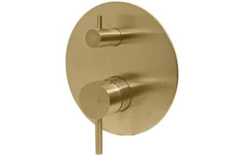 Vema Tiber Two Outlet Shower Mixer w/Diverter - Brushed Brass