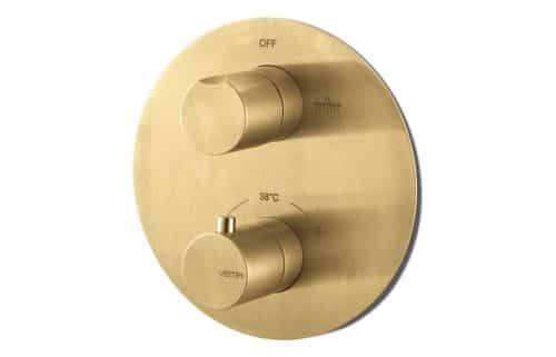 Vema Tiber Two Outlet Thermostatic Mixer - Brushed Brass