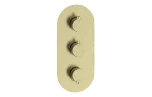 Gullfoss Thermostatic Two Outlet Triple Shower Valve - Brushed Brass