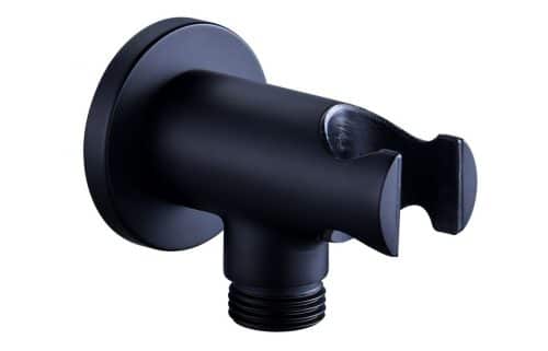 Gullfoss Round Handset Wall Bracket with Wall Outlet - Matt Black