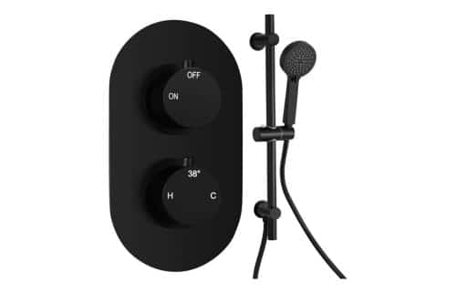 Gullfoss Round Shower Valve & Kit Pack 2 - Matt Black
