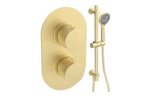Gullfoss Round Shower Valve & Kit Pack 2 - Brushed Brass