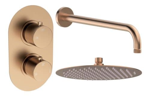 Gullfoss Round Shower Valve & Kit Pack 1 - Brushed Bronze