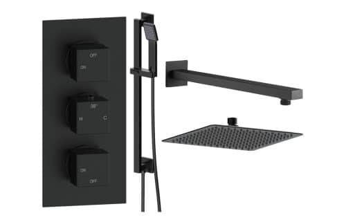 Yosemite Square Shower Valve & Kit Pack 3 - Matt Black