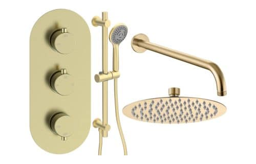 Gullfoss Round Shower Valve & Kit Pack 3 - Brushed Brass