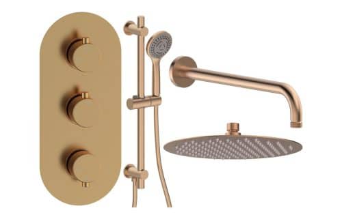 Gullfoss Round Shower Valve & Kit Pack 3 - Brushed Bronze