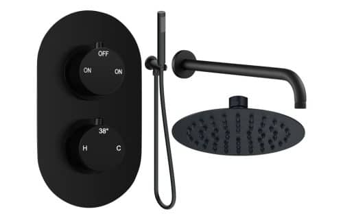 Gullfoss Round Shower Valve & Kit Pack 4 - Matt Black