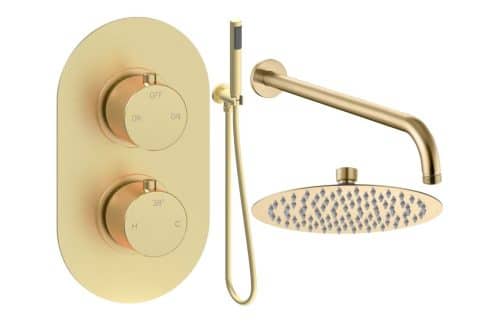 Gullfoss Round Shower Valve & Kit Pack 4 - Brushed Brass