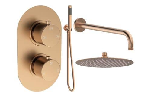 Gullfoss Round Shower Valve & Kit Pack 4 - Brushed Bronze