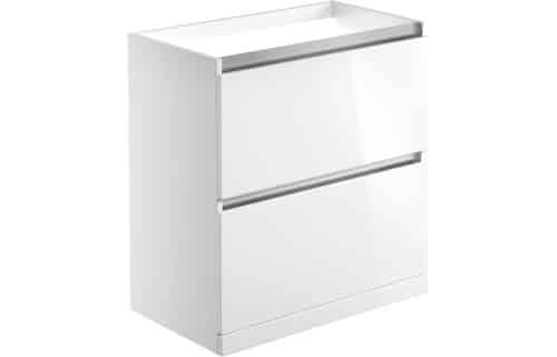 Beachy Head 800mm 2 Drawer Floor Standing Basin Unit (No Top) - White Gloss