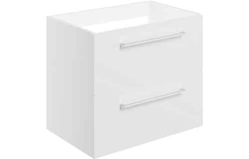 Moai 590mm Wall Hung 2 Drawer Basin Unit (No Top) - White Gloss