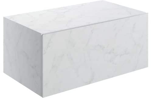 Ashima 800mm Wall Hung Storage Drawer - White Marble