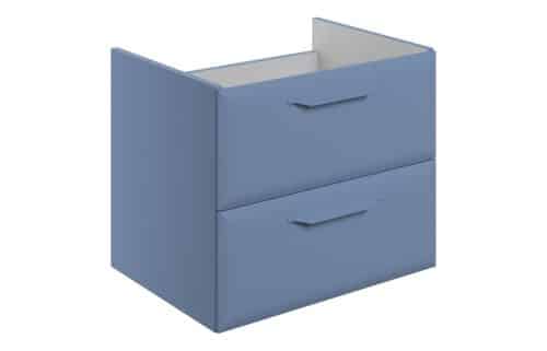 Penni 600mm Wall Hung 2 Drawer Basin Unit (No Top) - Matt Misty Blue
