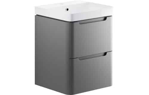 Nanya 500mm 2 Drawer Wall Hung Cloakroom Basin Unit - Matt Grey