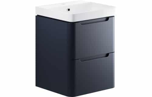Nanya 500mm 2 Drawer Wall Hung Cloakroom Basin Unit - Matt Indigo