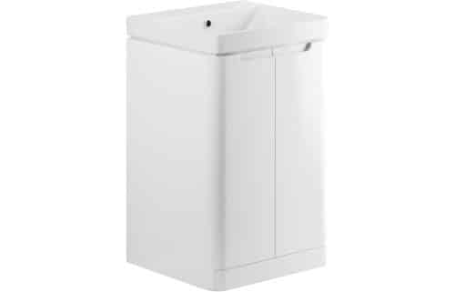 Nanya 500mm 2 Door Floor Standing Cloakroom Basin Unit - White Gloss