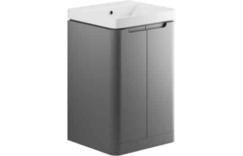 Nanya 500mm 2 Door Floor Standing Cloakroom Basin Unit - Matt Grey