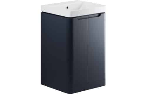 Nanya 500mm 2 Door Floor Standing Cloakroom Basin Unit - Matt Indigo