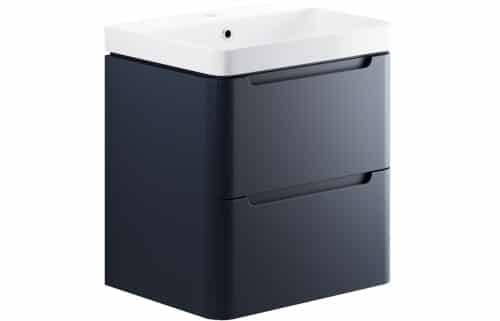Nanya 605mm 2 Drawer Wall Hung Basin Unit - Matt Indigo