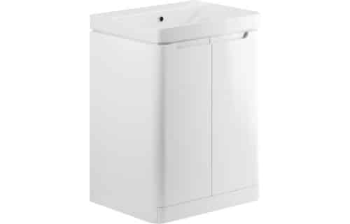 Nanya 605mm 2 Door Floor Standing Basin Unit - White Gloss