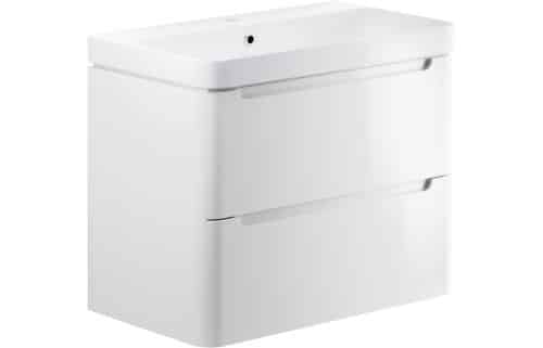 Nanya 805mm 2 Drawer Wall Hung Basin Unit - White Gloss