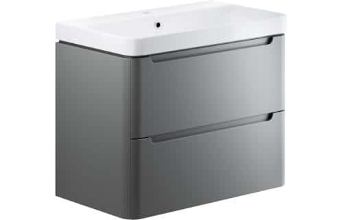 Nanya 805mm 2 Drawer Wall Hung Basin Unit - Matt Grey