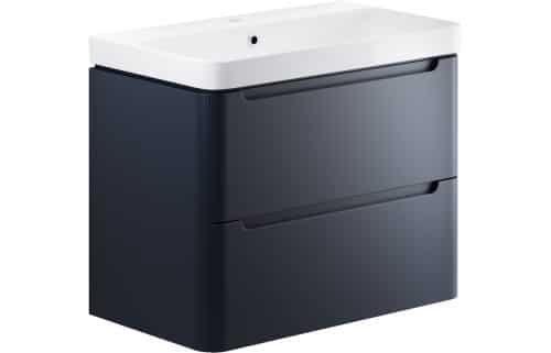 Nanya 805mm 2 Drawer Wall Hung Basin Unit - Matt Indigo